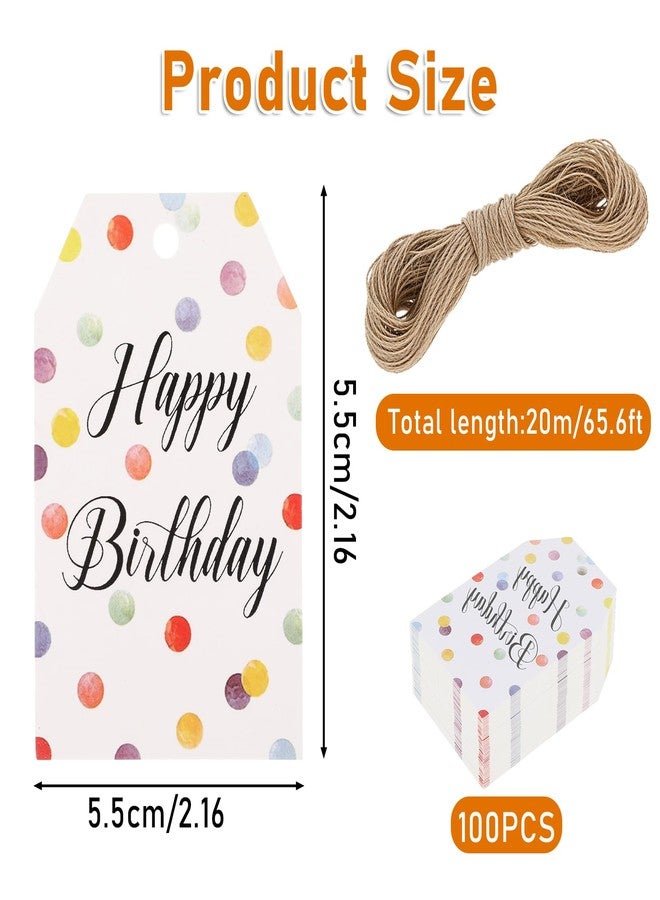 Hariendny Happy Birthday Gift Tags - 100 Pcs Colorful Dots Paper Gift Tags for Boys or Girls - Image 2